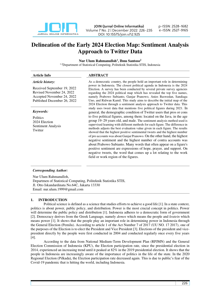 (PDF) Delineation of The Early 2024 Election Map Sentiment Analysis