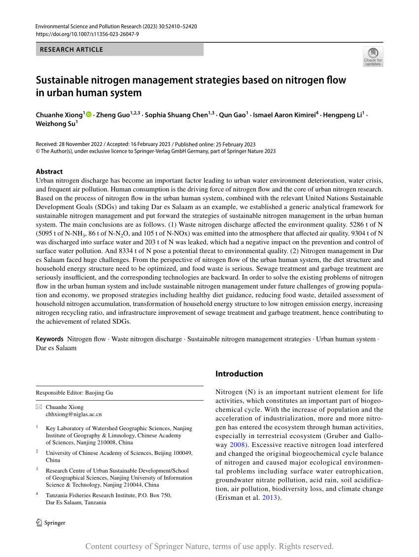 Sustainable Nitrogen Management Strategies Based On Nitrogen Flow In Urban Human System 