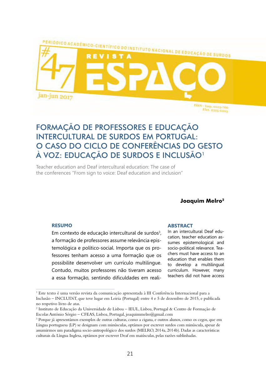 PDF) A INCLUSÃO ESCOLAR DA PESSOA SURDA E A FORMAÇÃO DE PROFESSORES