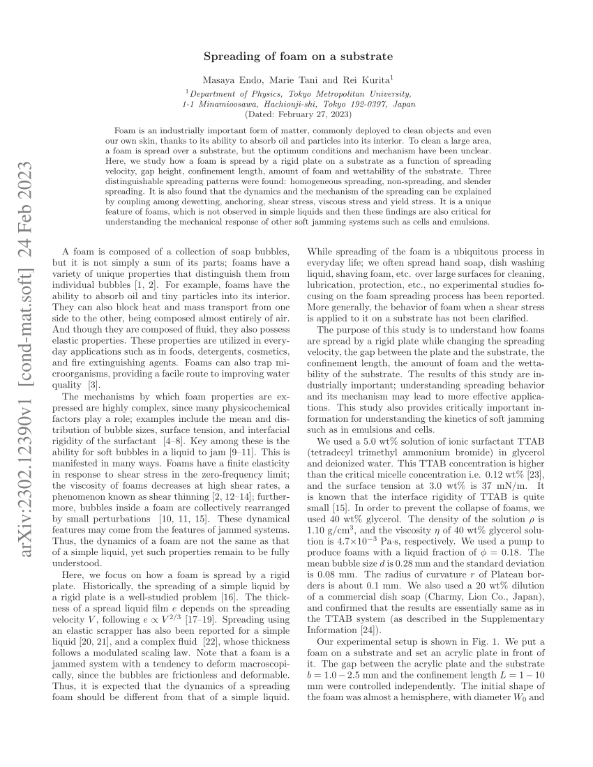 PDF) Spreading of foam on a substrate