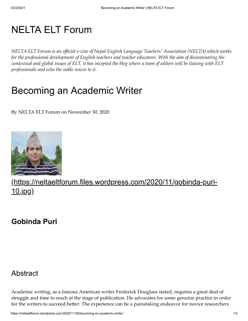 becoming an academic writer essay