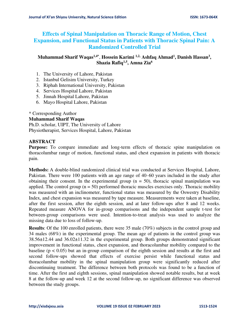 Immediate effect of a spinal mobilisation intervention on muscle