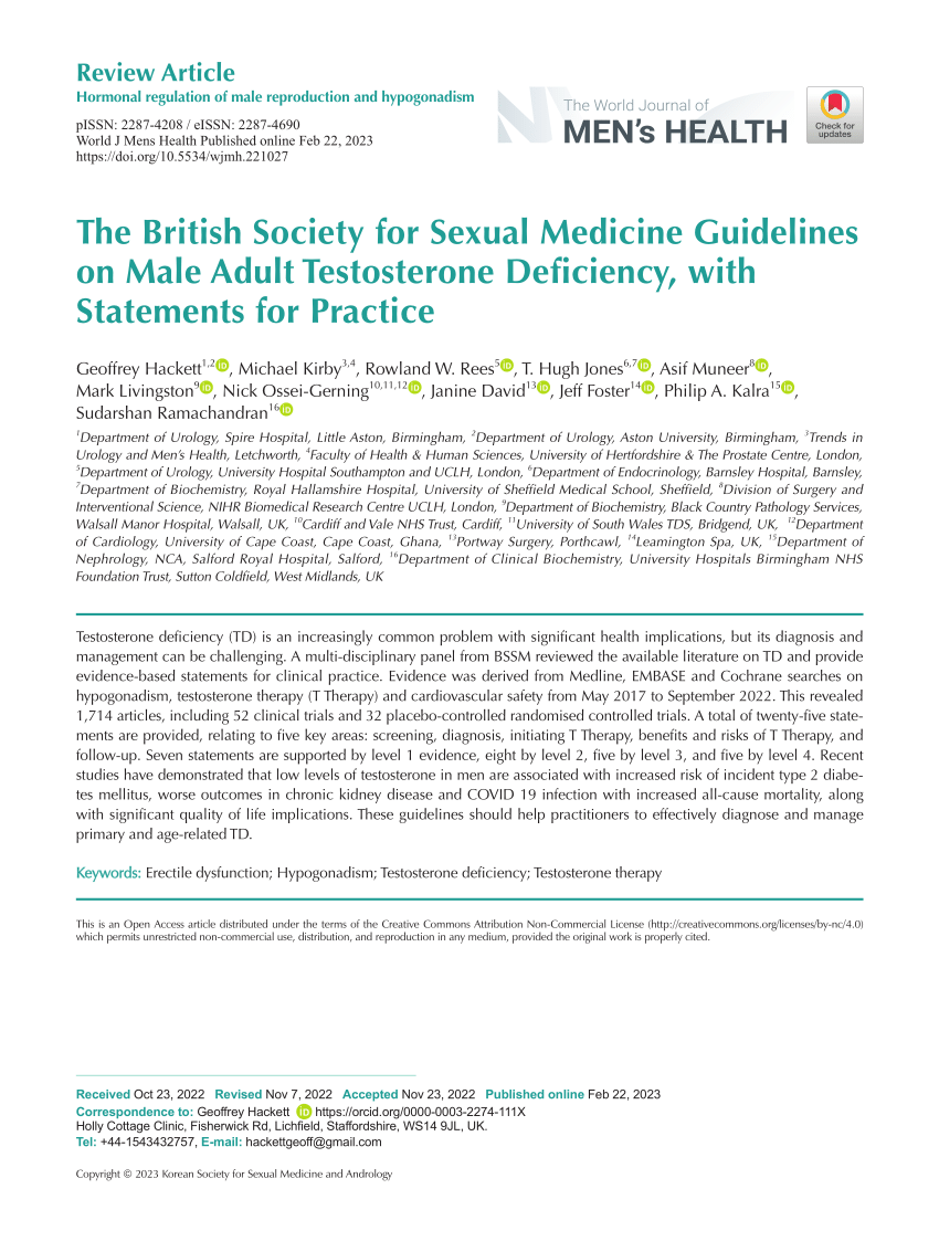 Pdf The British Society For Sexual Medicine Guidelines On Male Adult Testosterone Deficiency 4674