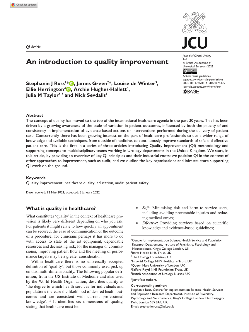 thesis of quality improvement