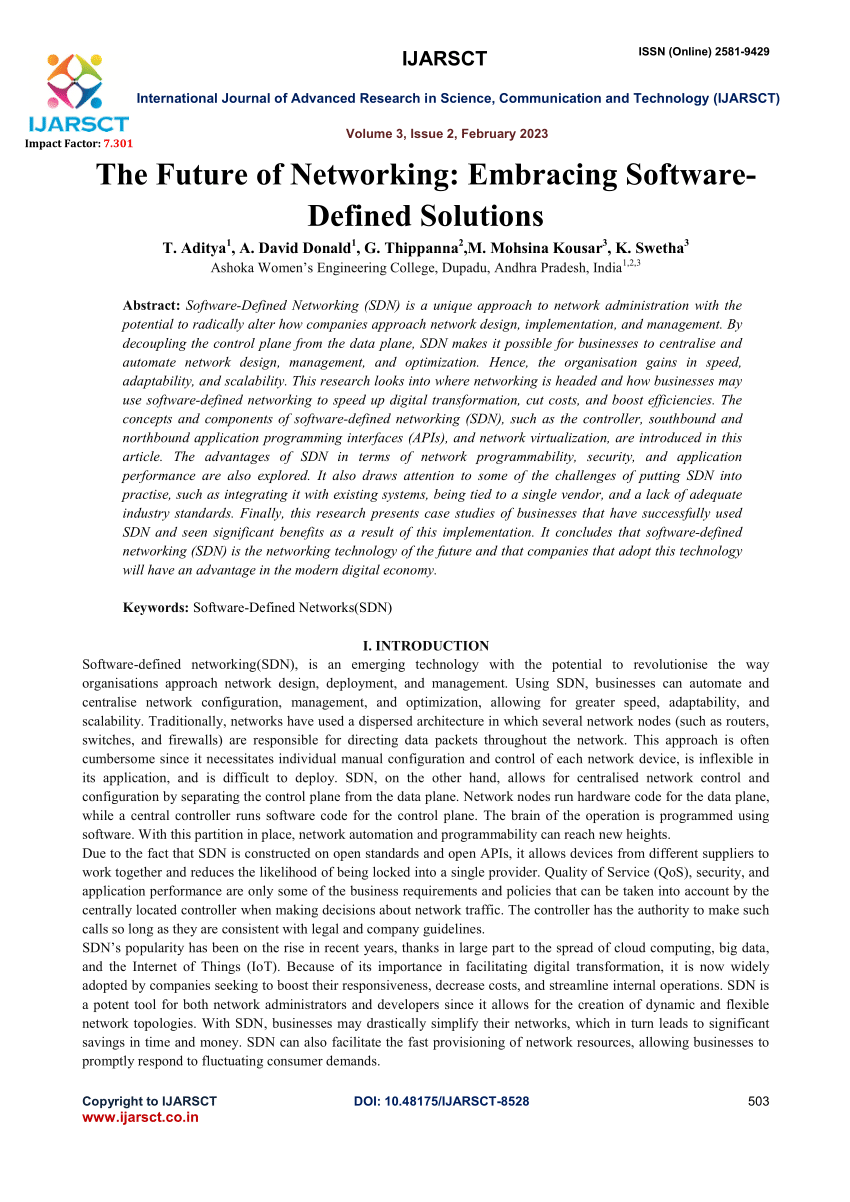 software defined networking research papers