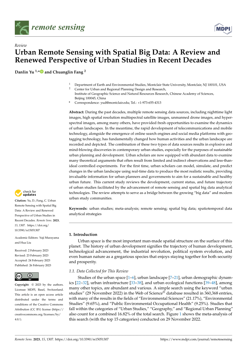 PDF) Urban Remote Sensing with Spatial Big Data: A Review and 