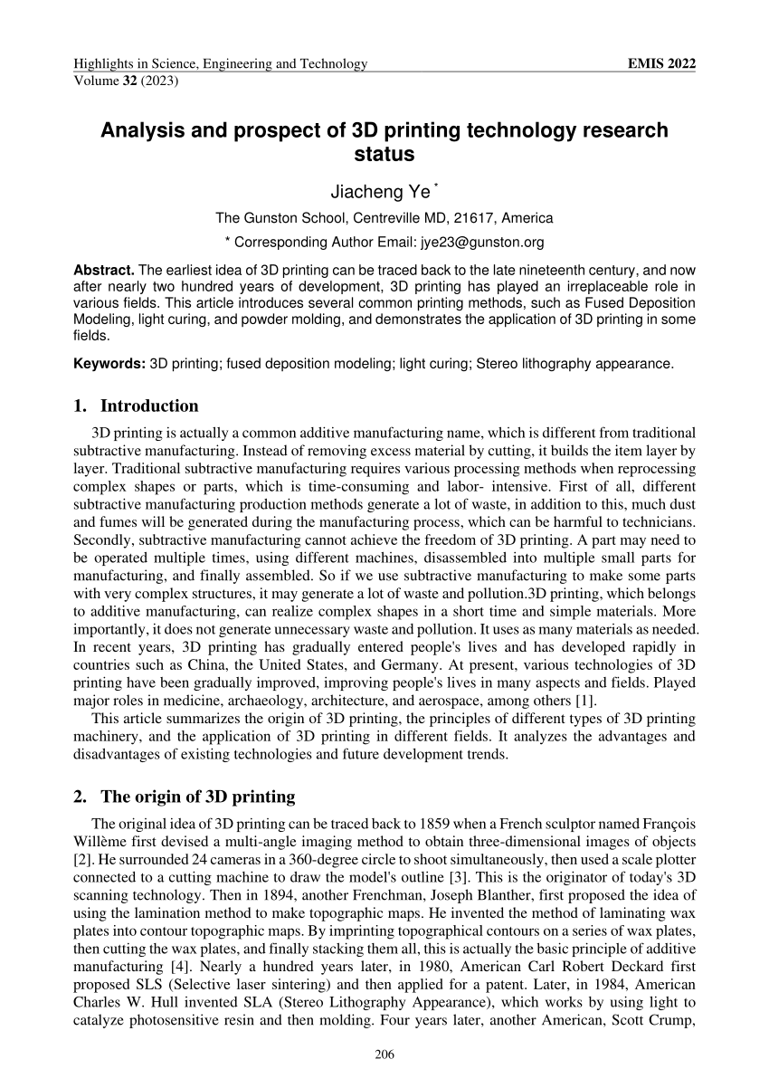 3d printing research paper ieee