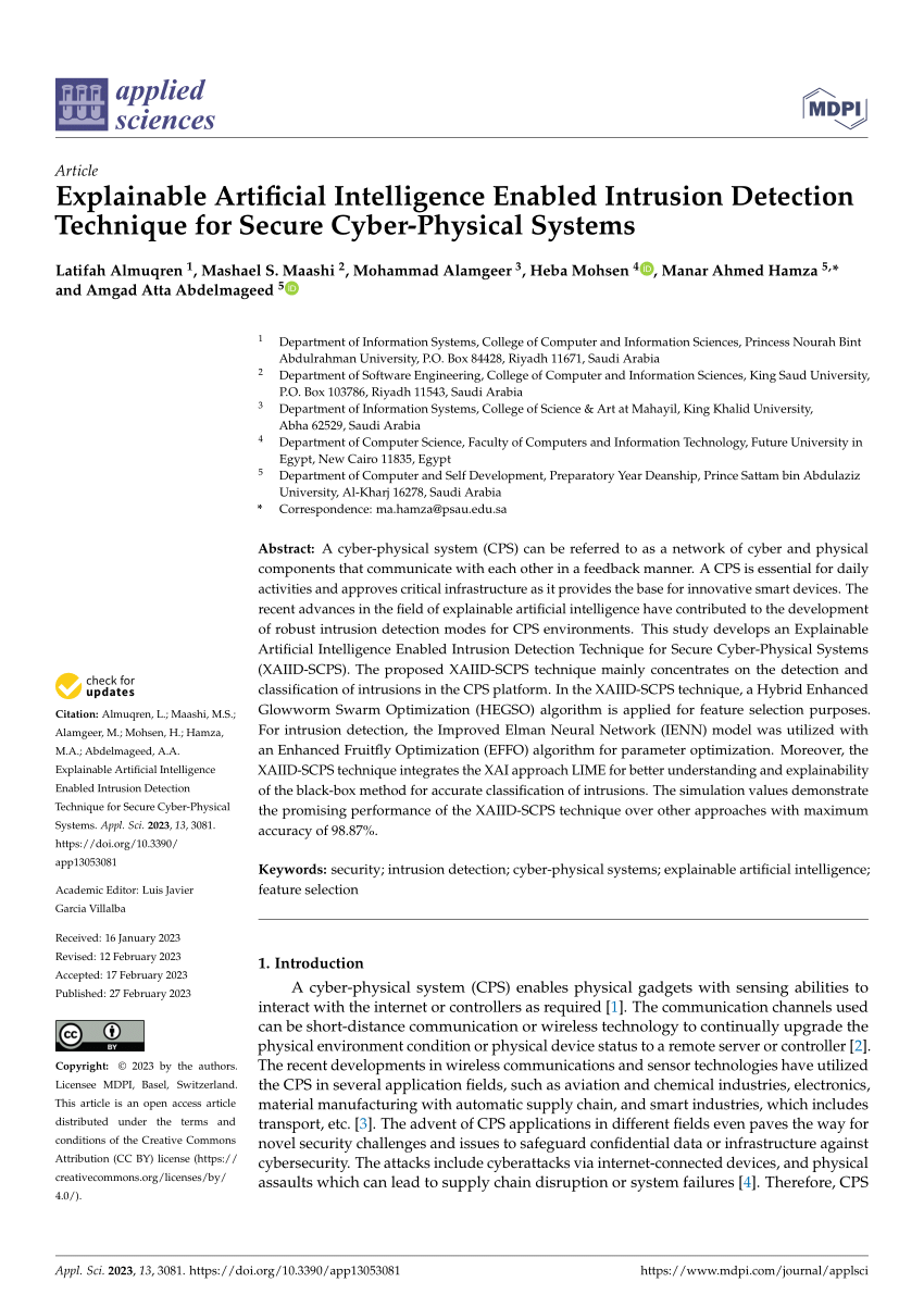 Pdf Explainable Artificial Intelligence Enabled Intrusion Detection Technique For Secure Cyber 2902