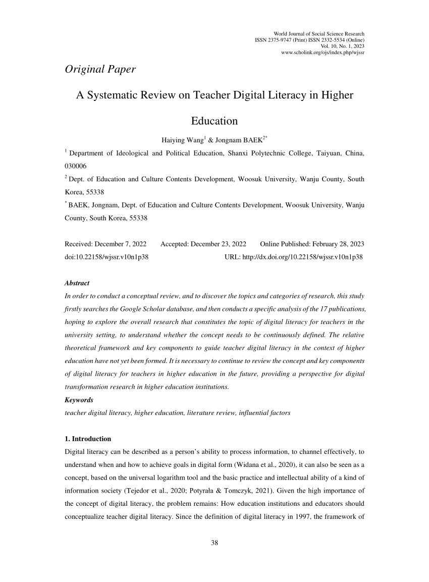 literature review on digital learning