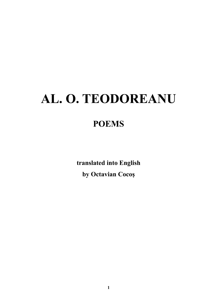 Pdf Al O Teodoreanu Poems Translated Into English By Octavian Cocoş