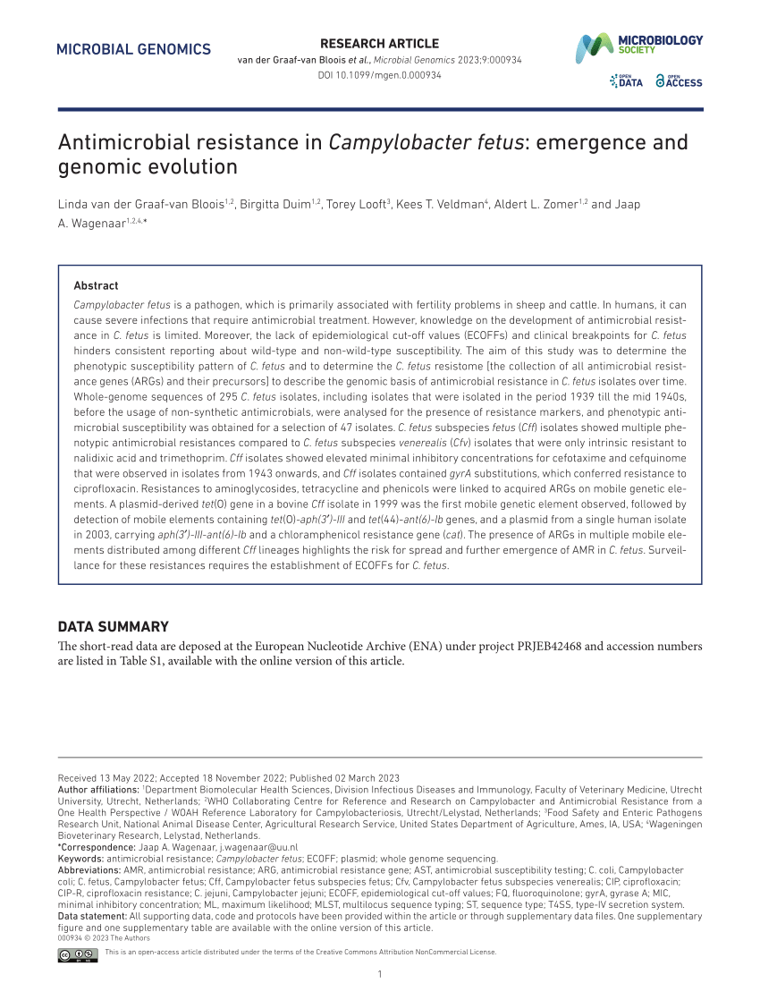 Pdf Antimicrobial Resistance In Campylobacter Fetus Emergence And