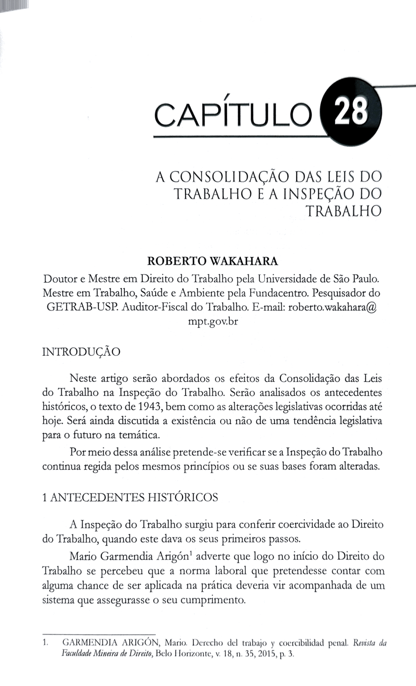 Pdf Capítulo A Consolidação Das Leis Do Trabalho E A Inspeção Do Trabalho 3506