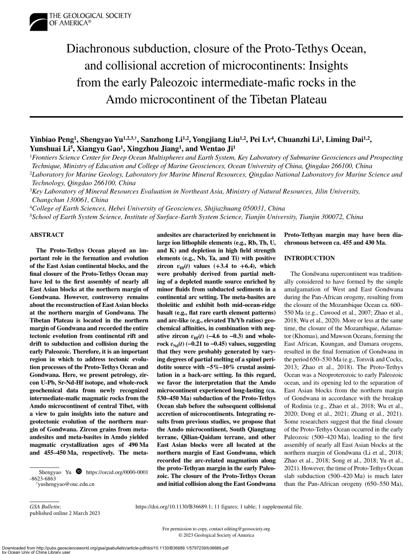 PDF) Diachronous subduction, closure of the Proto-Tethys Ocean 