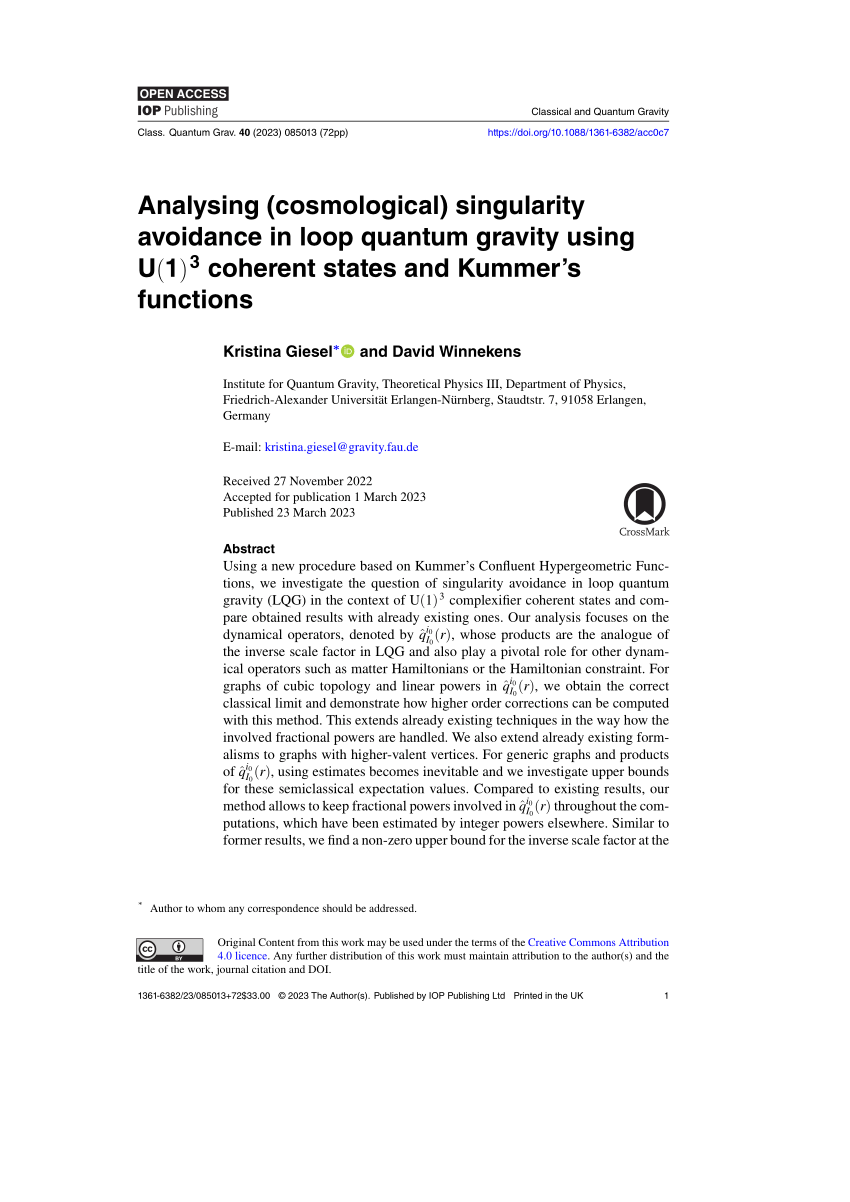 Pdf Analysing Cosmological Singularity Avoidance In Loop Quantum Gravity Using U13 5554