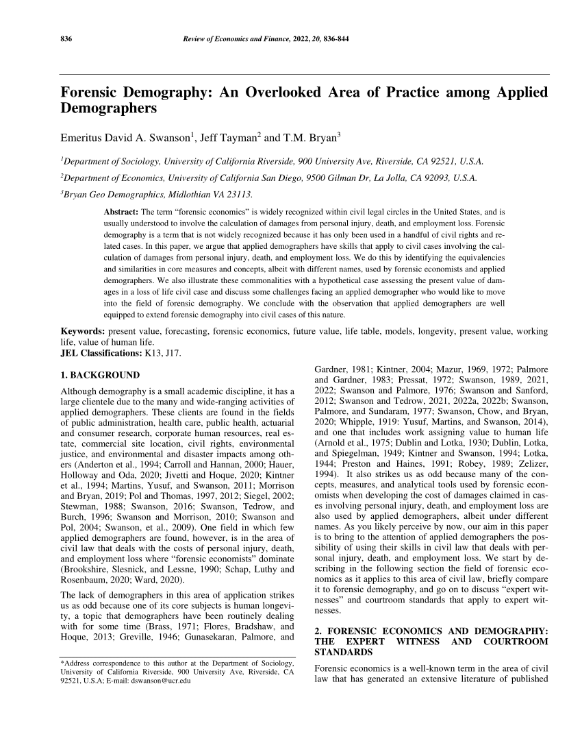 Pdf Forensic Demography An Overlooked Area Of Practice Among Applied Demographers 6854