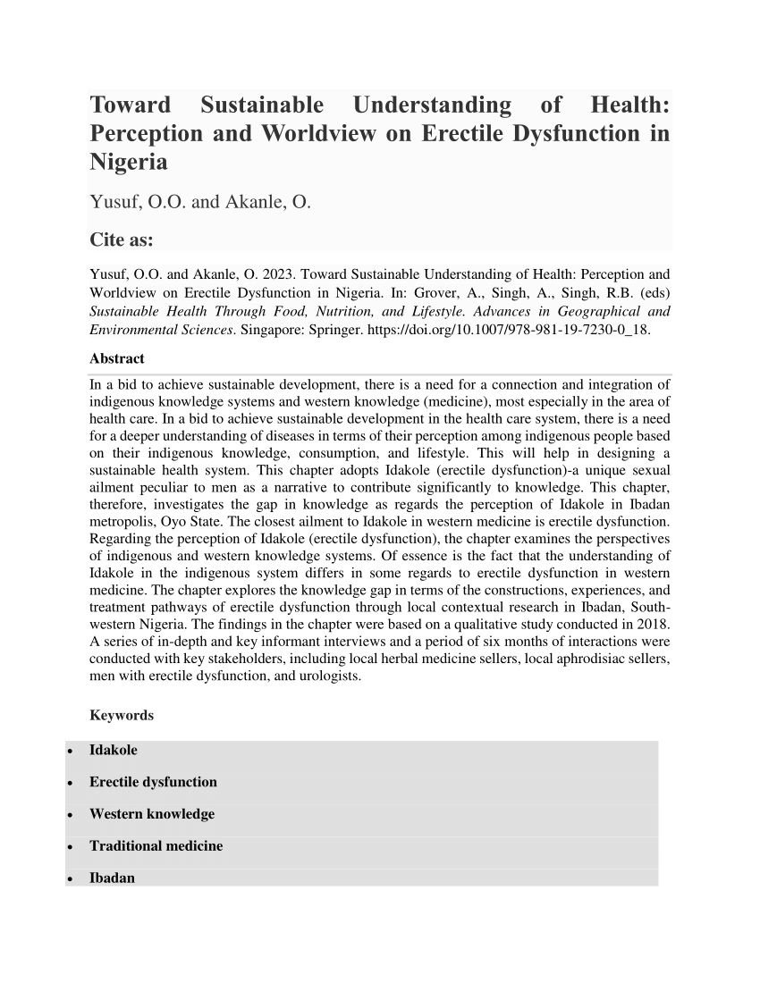 PDF Toward Sustainable Understanding of Health Perception and