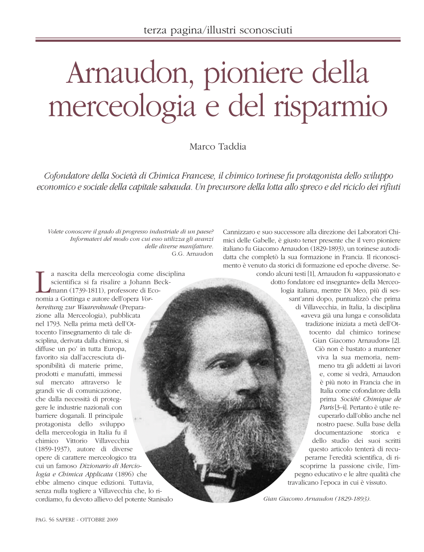 PDF) ARNAUDON, PIONIERE DELLA MERCEOLOGIA E DEL RISPARMIO