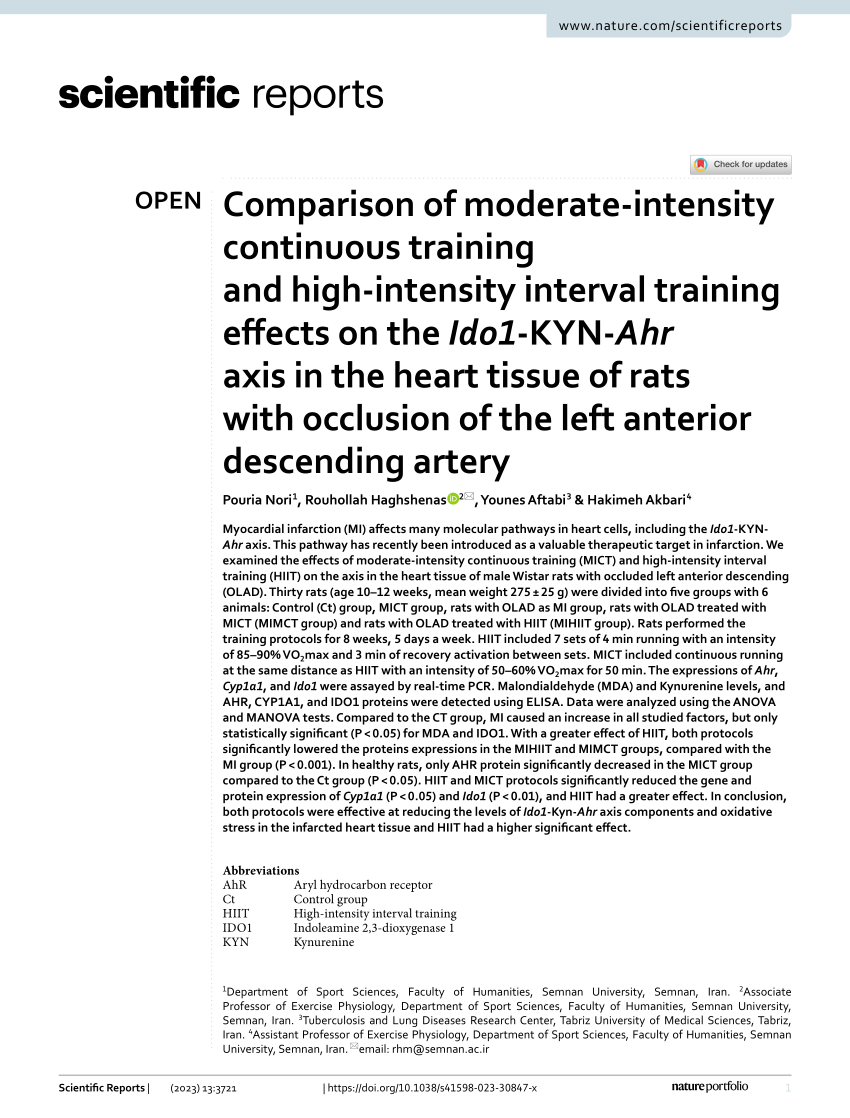 PDF) Comparison of moderate-intensity continuous training and high