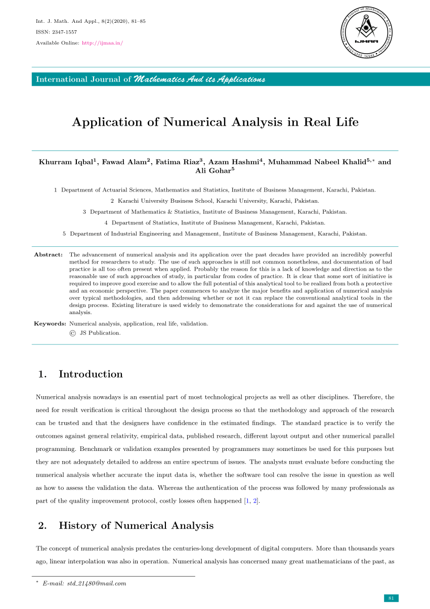 research proposal in numerical analysis