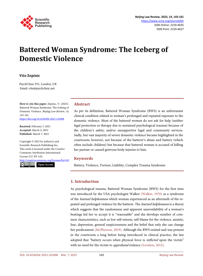 research paper on battered woman syndrome