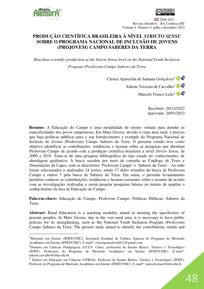 Pdf ProduÇÃo CientÍfica Brasileira À NÍvel Stricto Sensu Sobre O Programa Nacional De InclusÃo 1626