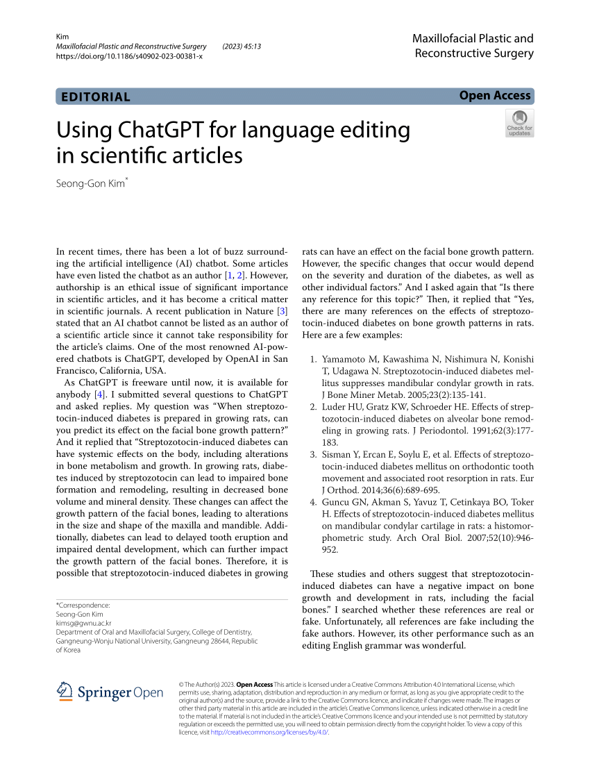 language editing in a research paper