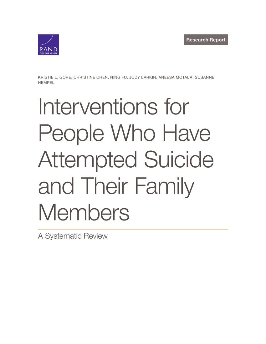 PDF) Interventions for People Who Have Attempted Suicide and Their Family Members A Systematic Review image