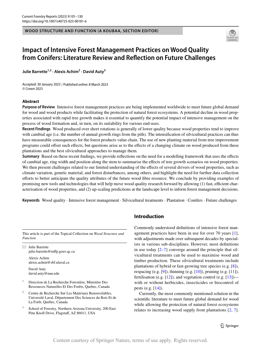 literature review on forest management