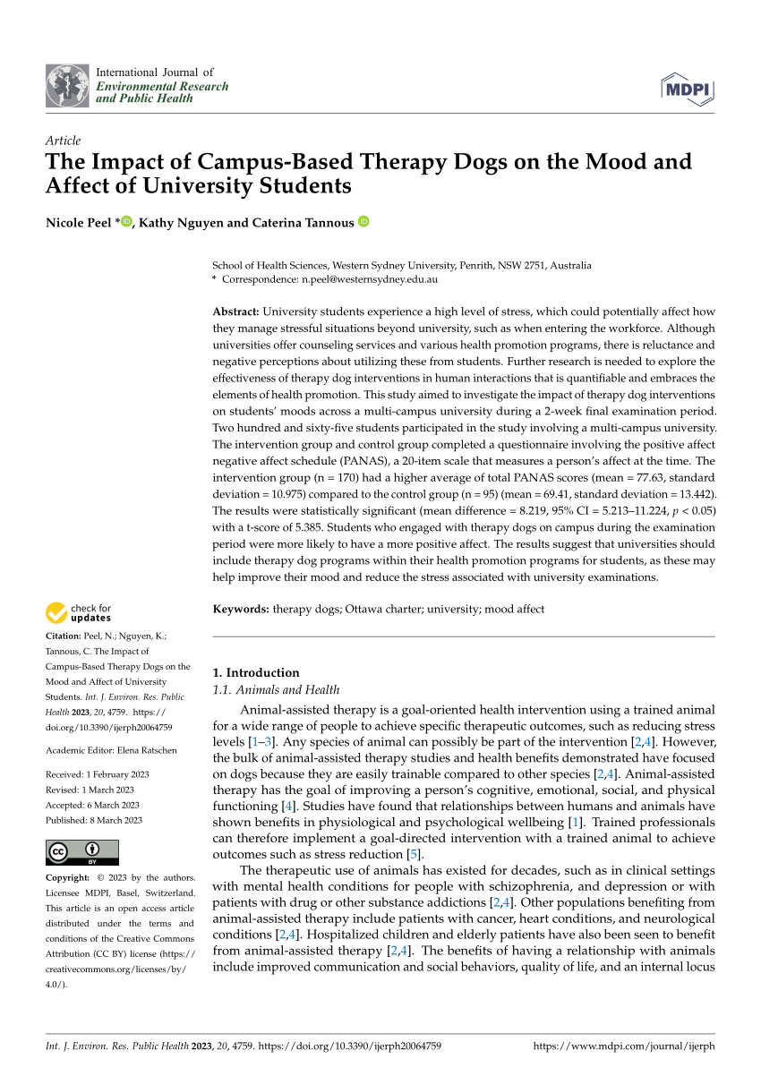 research papers on therapy dogs