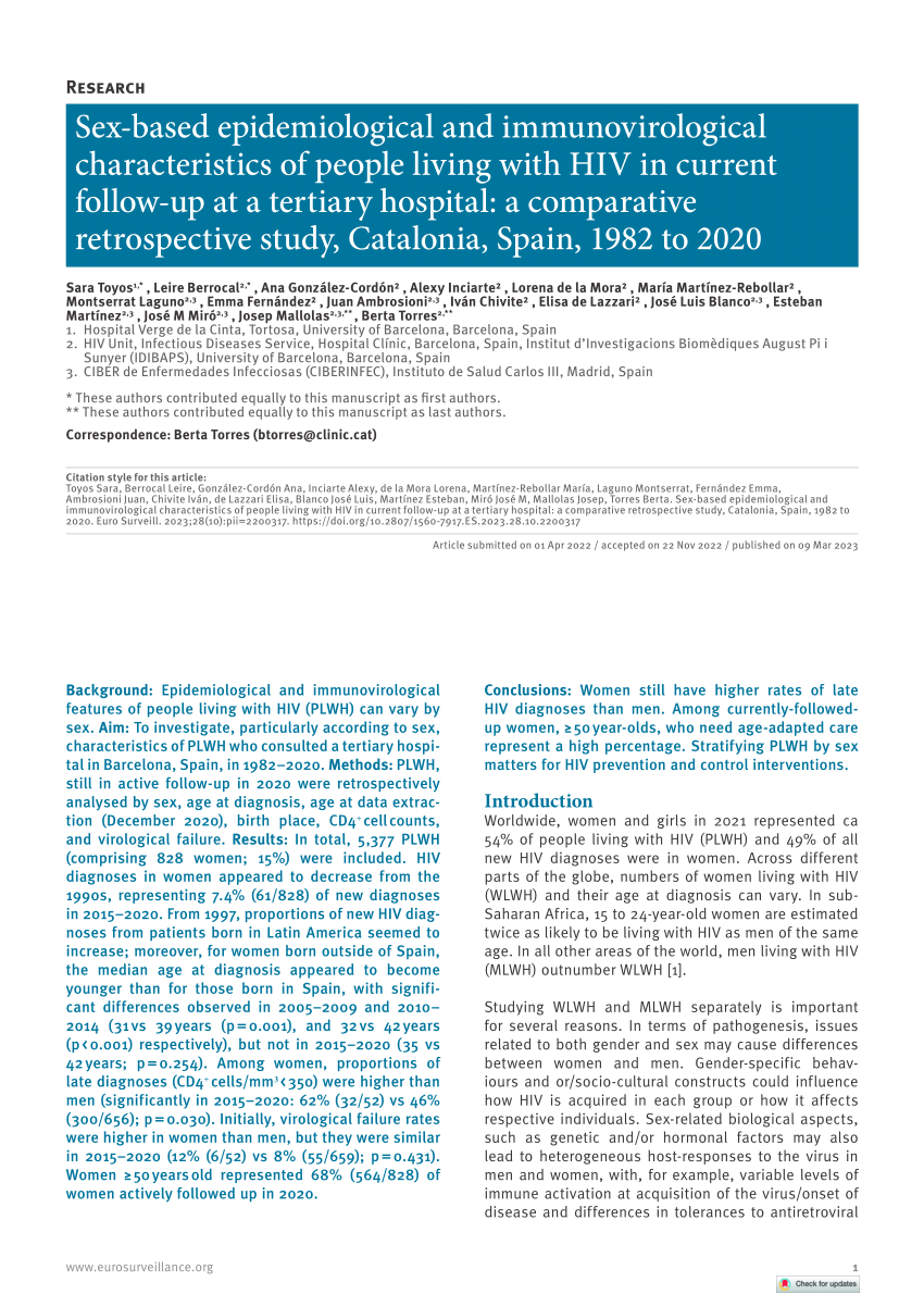 Pdf Sex Based Epidemiological And Immunovirological Characteristics