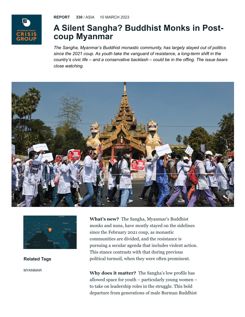 PDF) 10 March 2023 NEW REPORT FROM CRISIS GROUP A Silent Sangha Buddhist Monks in Postcoup Myanmar photo picture