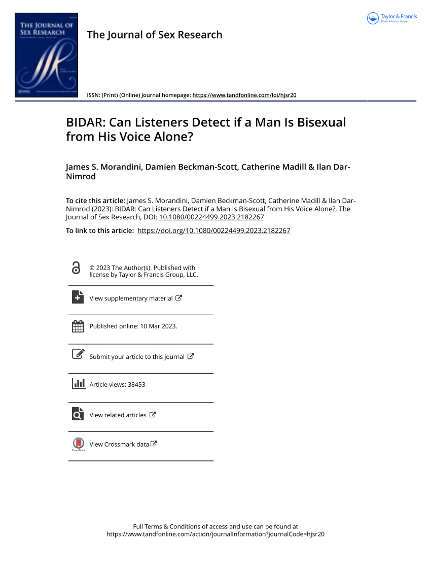 PDF) BIDAR: Can Listeners Detect if a Man Is Bisexual from His Voice Alone?