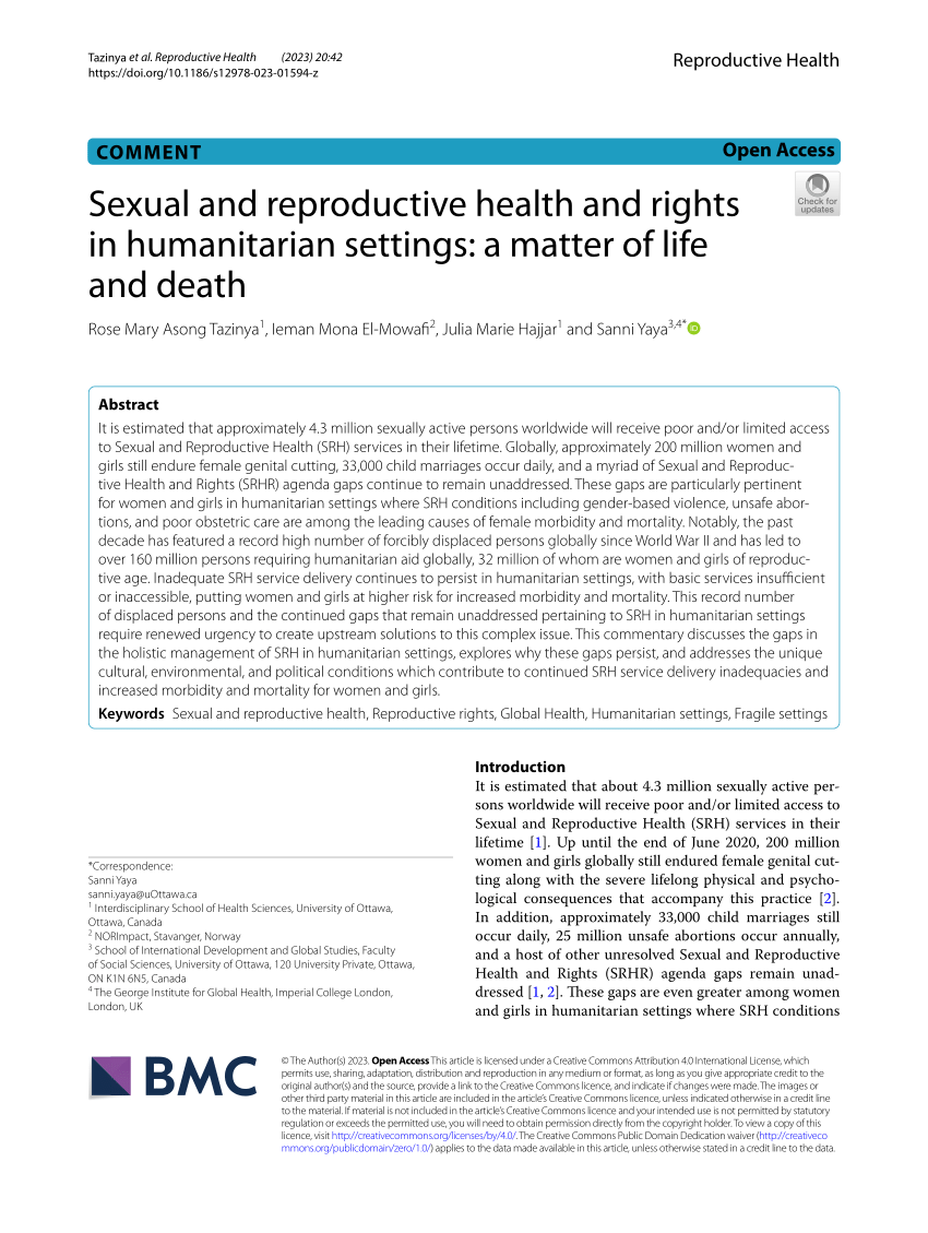 PDF Sexual and reproductive health and rights in humanitarian