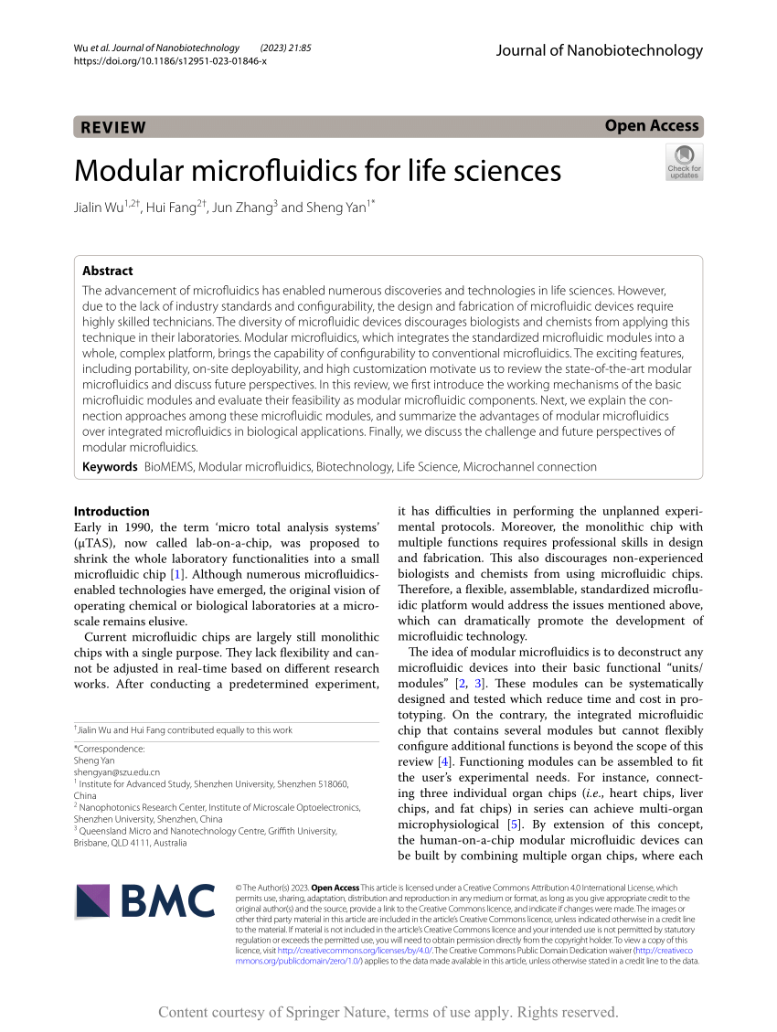 PDF) Modular microfluidics for life sciences