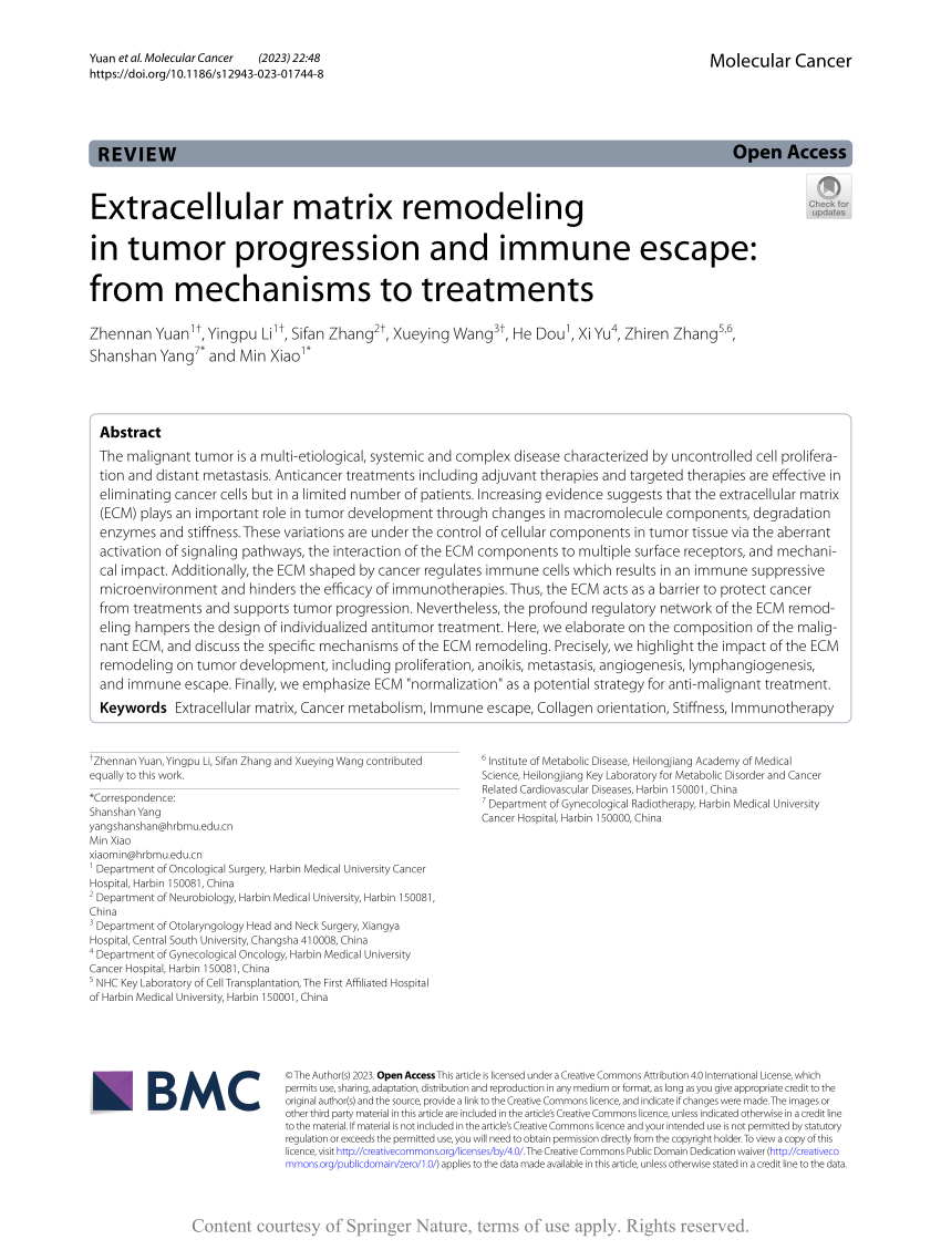 PDF) Extracellular matrix remodeling in tumor progression and 