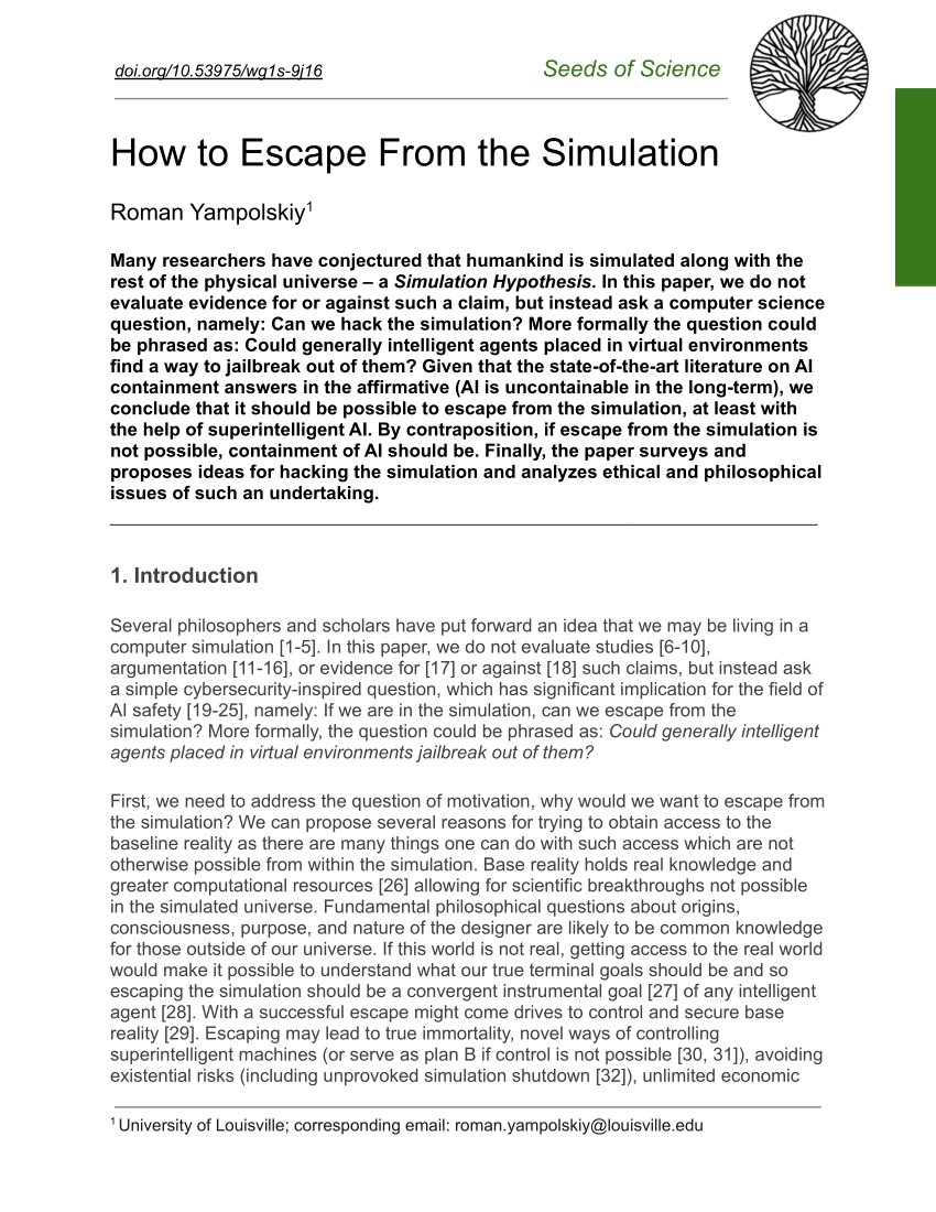 PDF) How to Hack the Simulation?