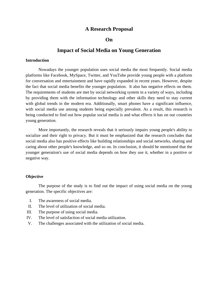 research proposal on impact of social media