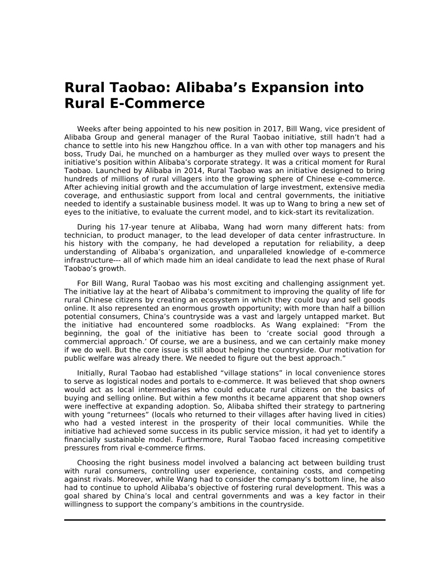 (PDF) Rural Taobao Alibaba’s Expansion into Rural