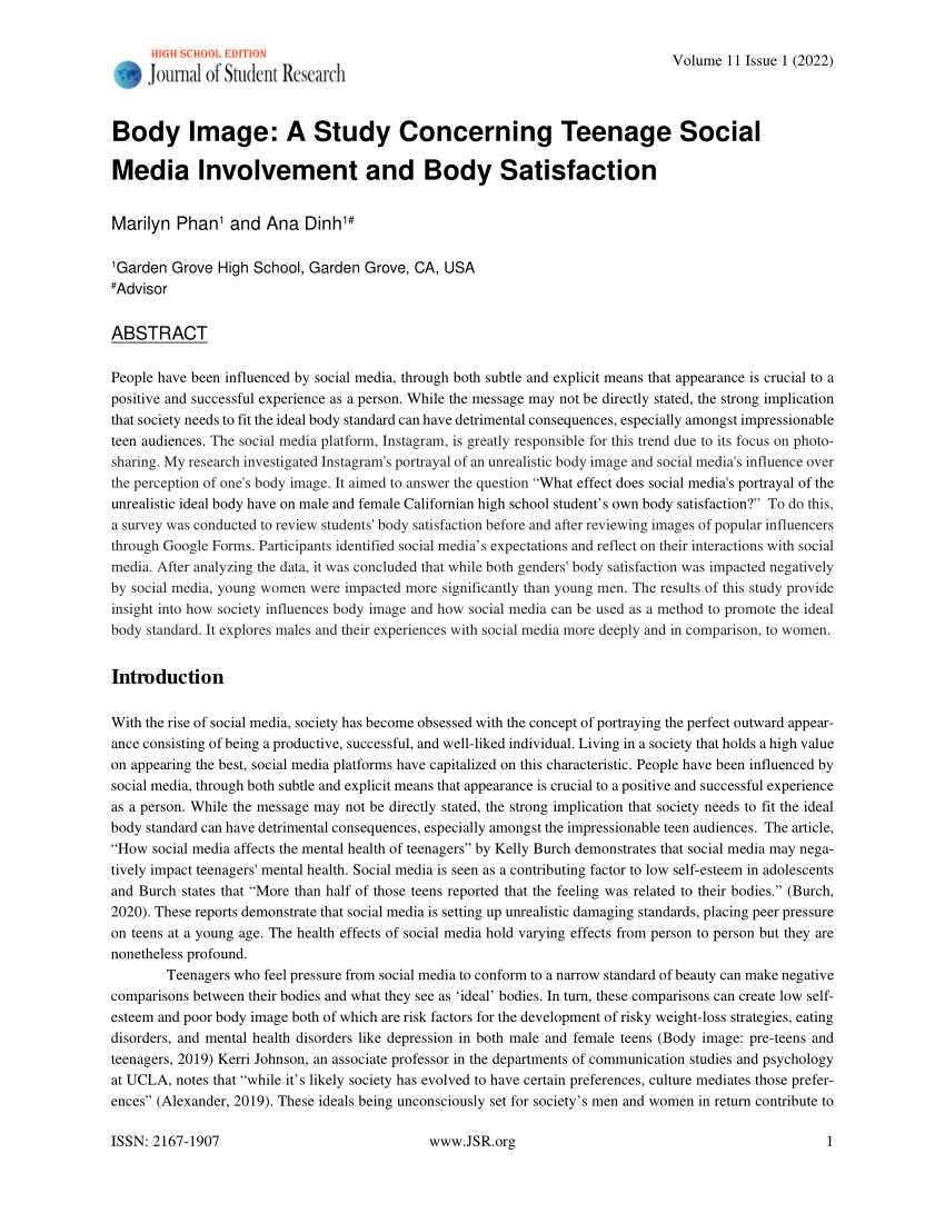 research on body image and social media