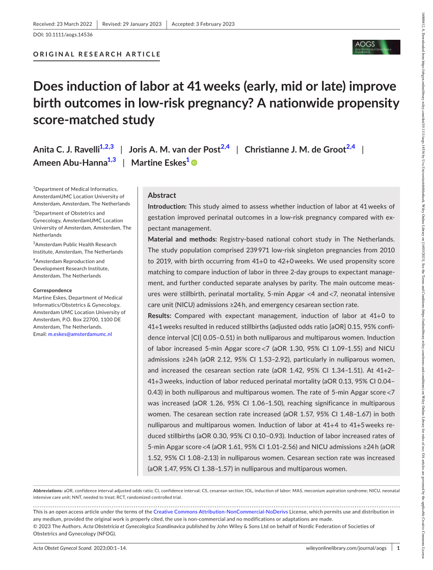 Pdf Does Induction Of Labor At 41 Weeks Early Mid Or Late Improve Birth Outcomes In Low 