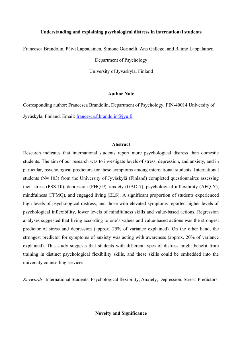 dissertations on psychological distress