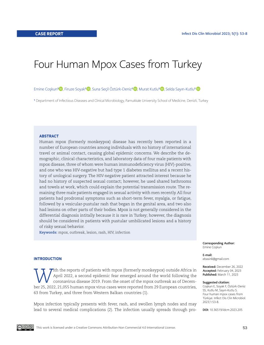 PDF Four Human Mpox Cases from Turkey 