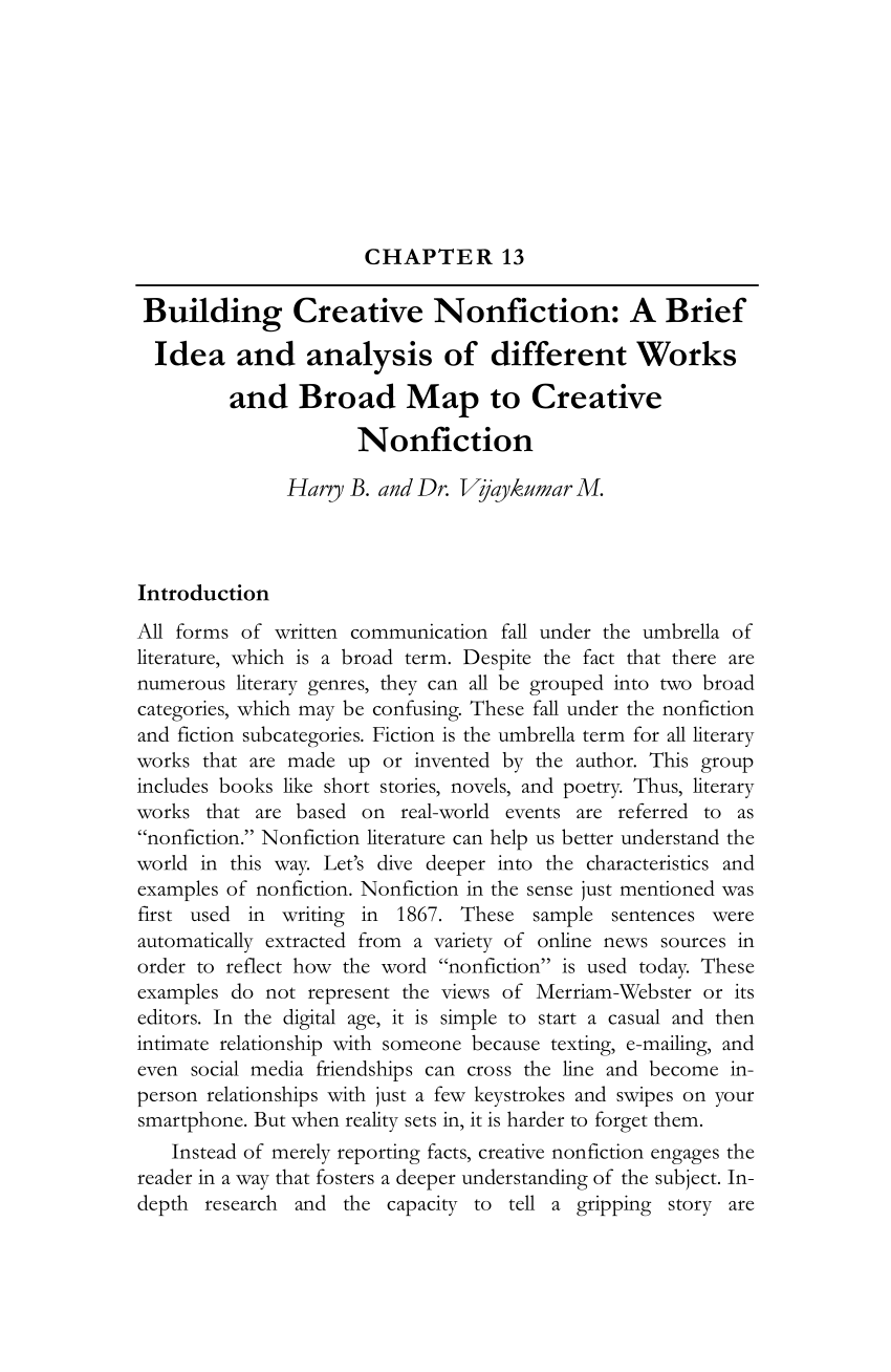 PDF) Building Creative Nonfiction: A Brief Idea and analysis of different  Works and Broad Map to Creative Nonfiction