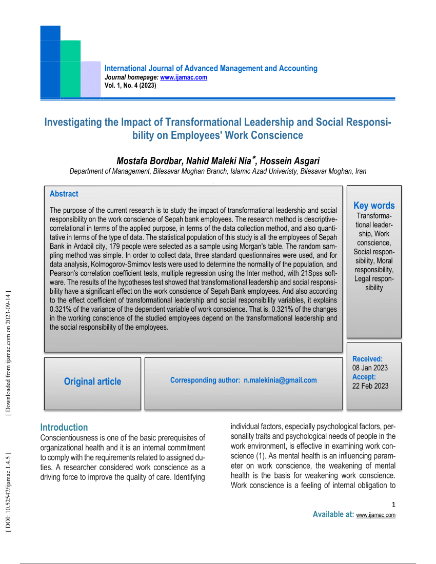 (PDF) Investigating the Impact of Transformational Leadership and