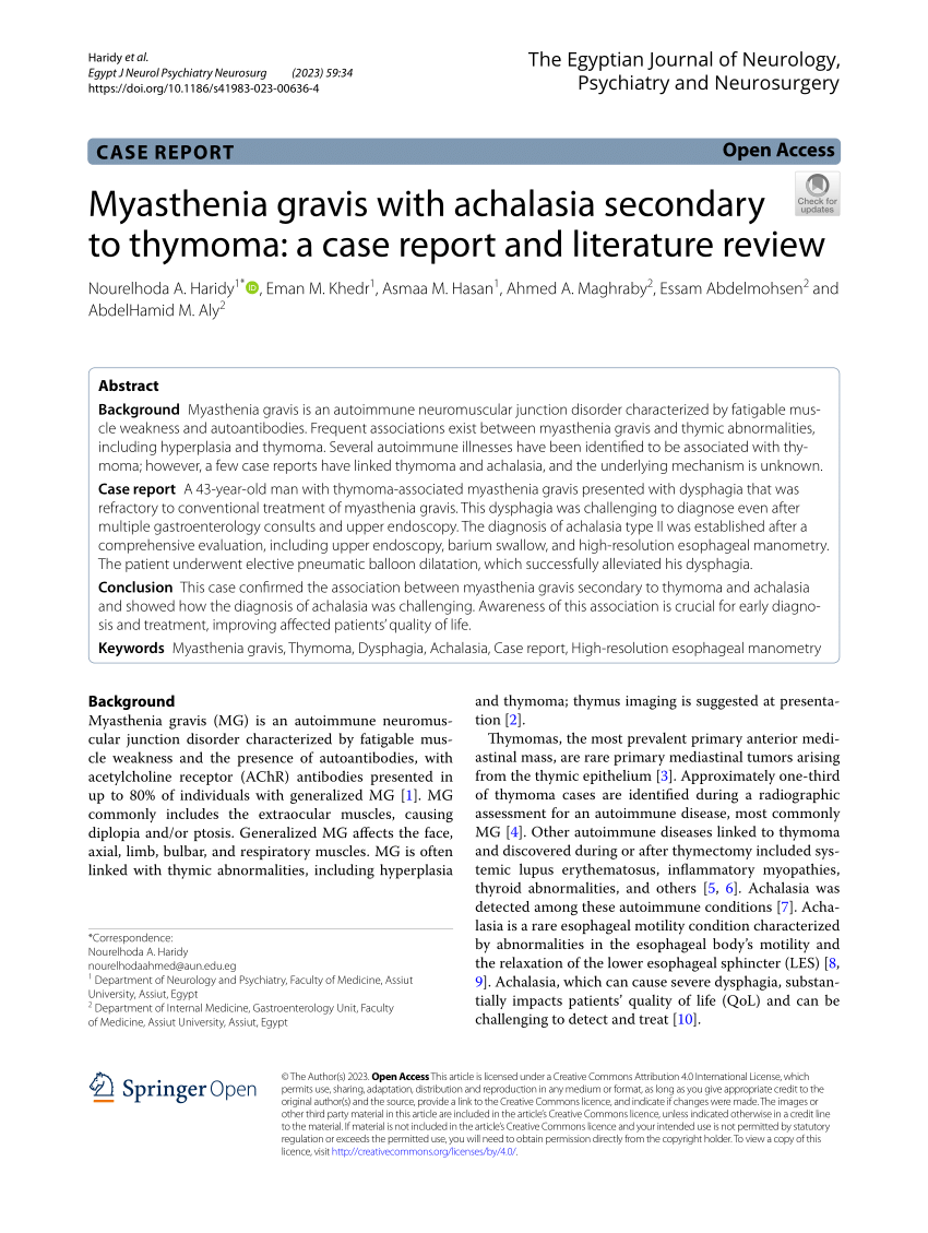 employment in myasthenia gravis a systematic literature review and meta analysis