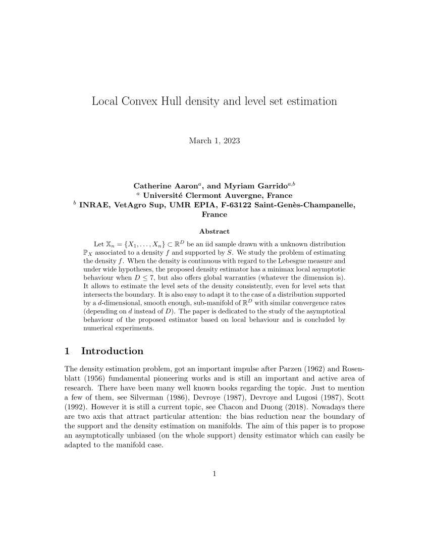 (PDF) Local Convex Hull density and level set estimation