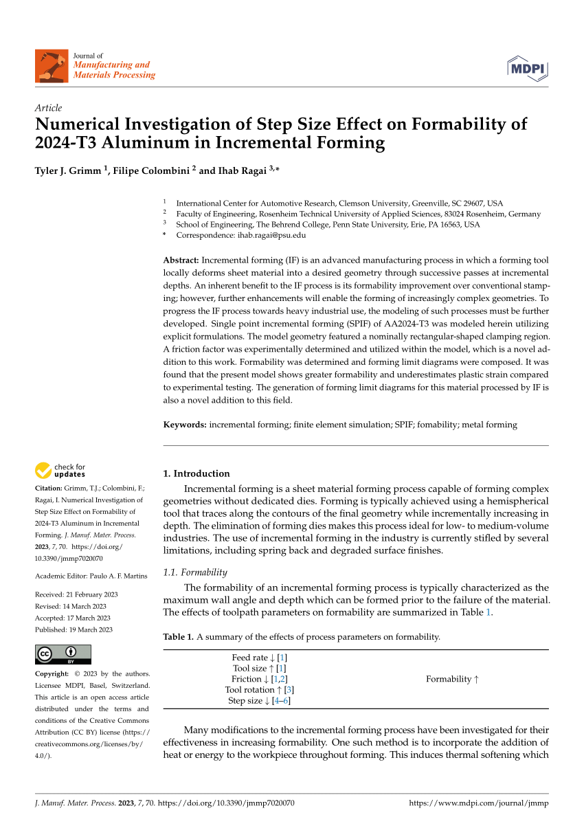 (PDF) Numerical Investigation of Step Size Effect on Formability of