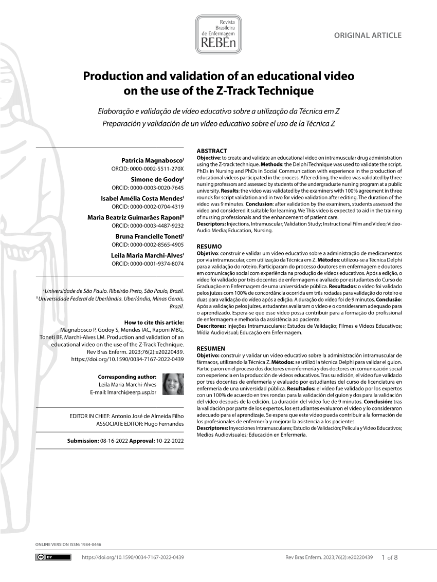 (PDF) Production and validation of an educational video on the use of