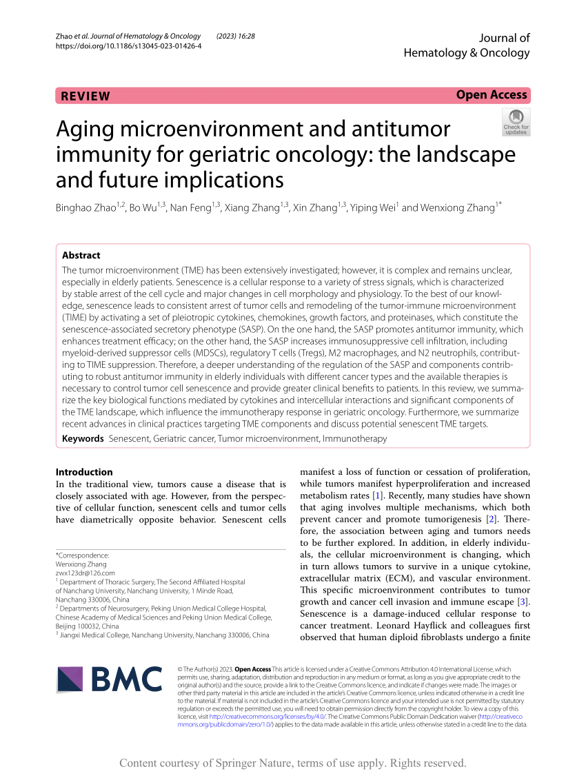 PDF) Aging microenvironment and antitumor immunity for geriatric oncology:  the landscape and future implications