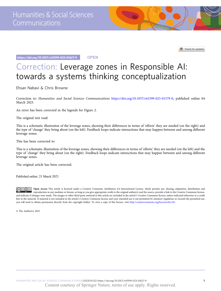 PDF) Leverage zones in Responsible AI: towards a systems thinking  conceptualization